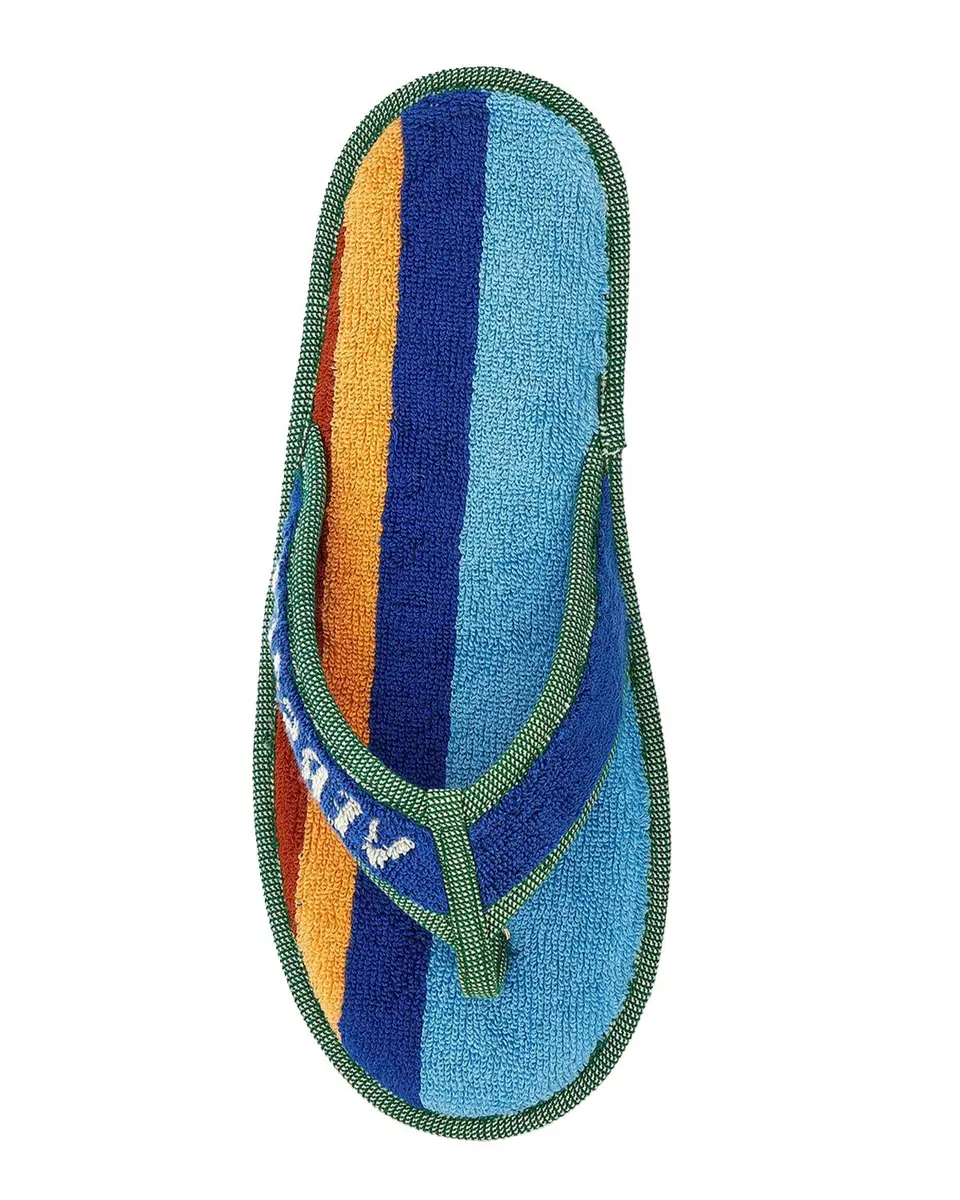 Versace Men's Logo Striped Jacquard Flip-Flops | Thumbnail 3