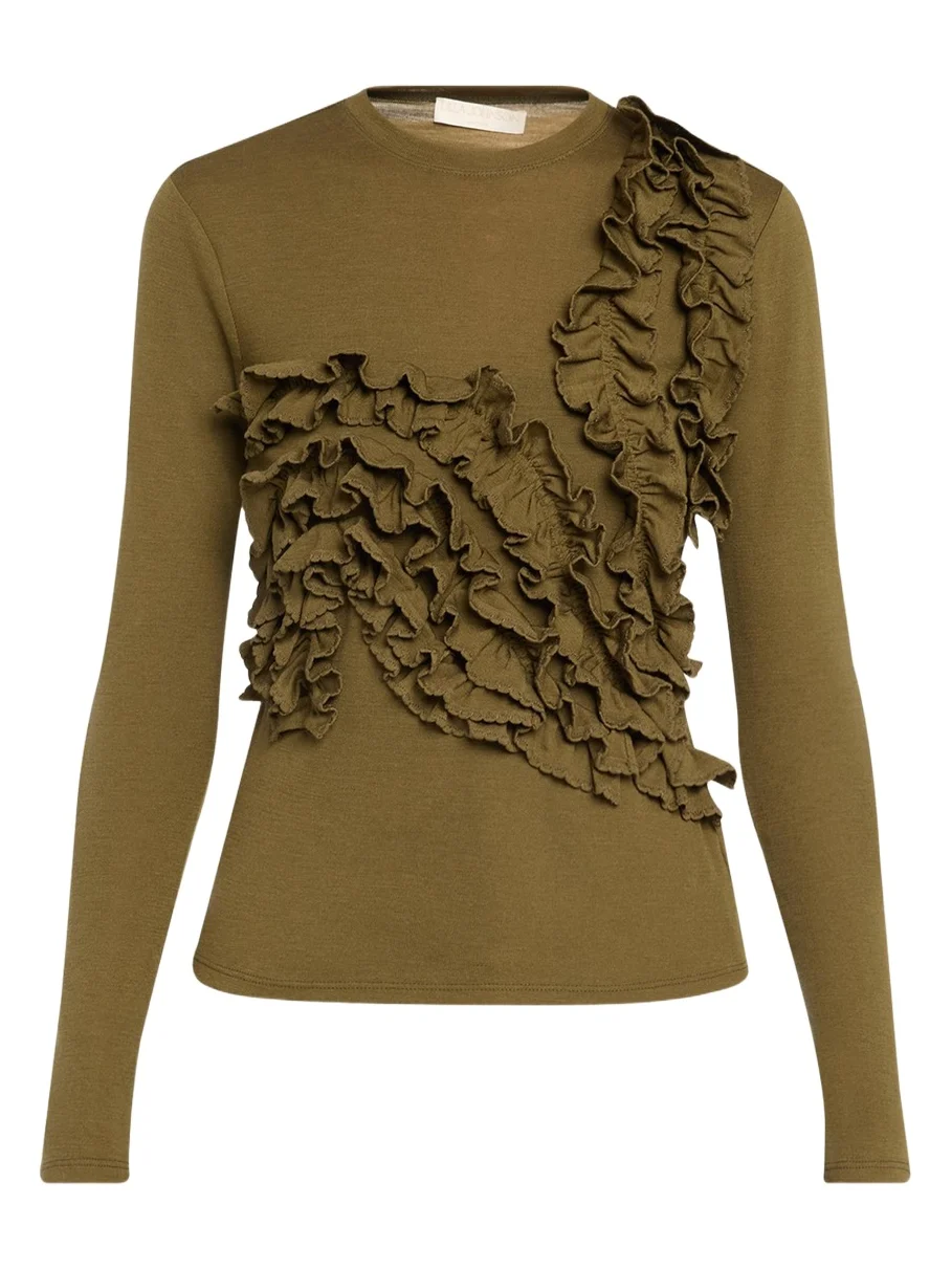 Polina Ruffled Jersey Long-Sleeve Top
