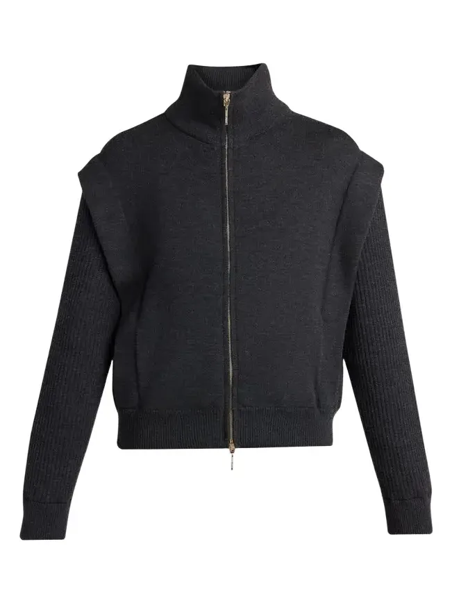 Zip-Front Knit Blouson Jacket