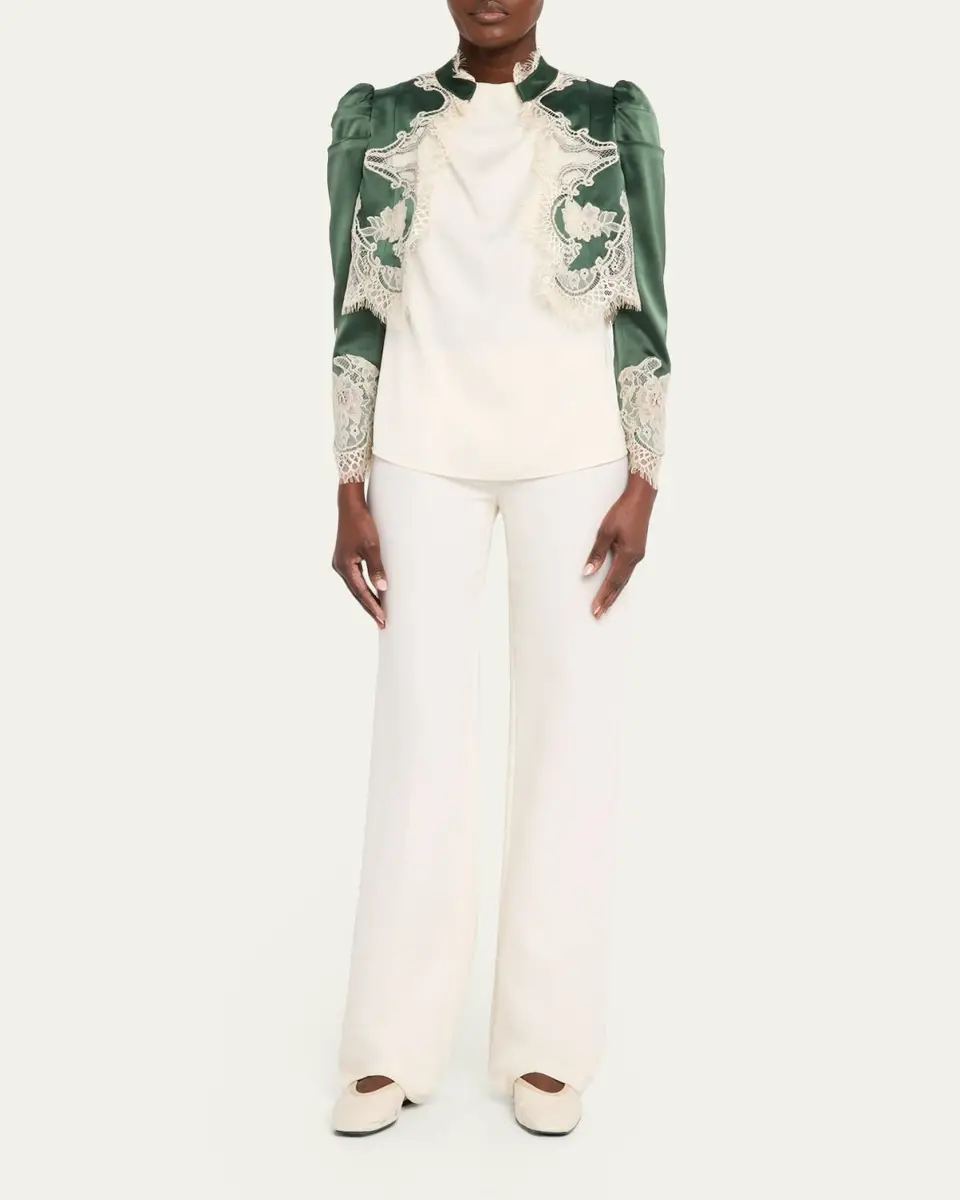 Alice + Olivia Thomasina Lace-Trimmed Crop Jacket | Thumbnail 2 Alice + Olivia Thomasina Lace-Trimmed Crop Jacket | Thumbnail 2