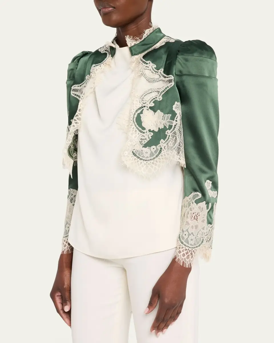 Alice + Olivia Thomasina Lace-Trimmed Crop Jacket | Thumbnail 4 Alice + Olivia Thomasina Lace-Trimmed Crop Jacket | Thumbnail 4