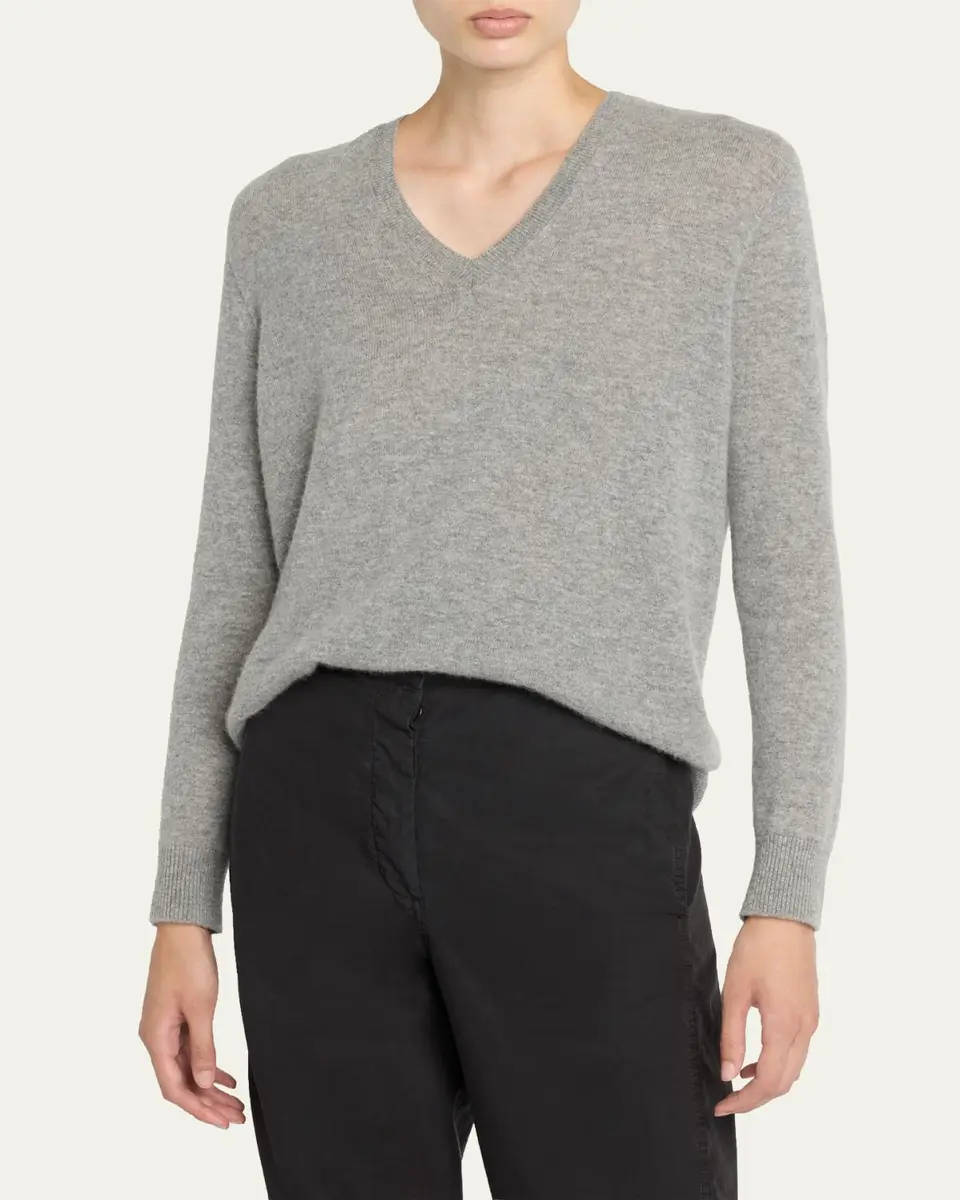 The Row Phora Lightweight Cashmere V-Neck Sweater | Thumbnail 8
