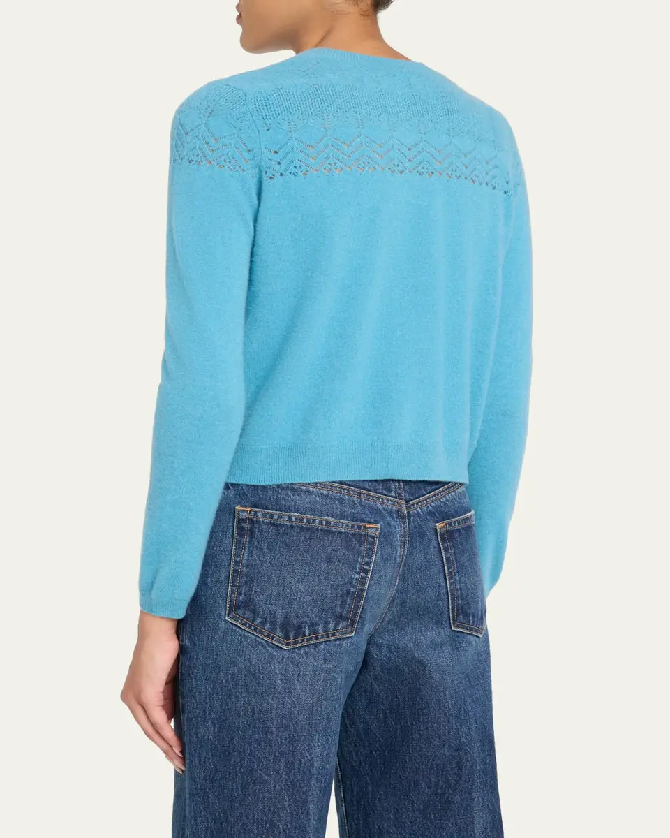 Ulla Johnson Cassia Pointelle Knit Crewneck Cardigan | Thumbnail 3 Ulla Johnson Cassia Pointelle Knit Crewneck Cardigan | Thumbnail 3