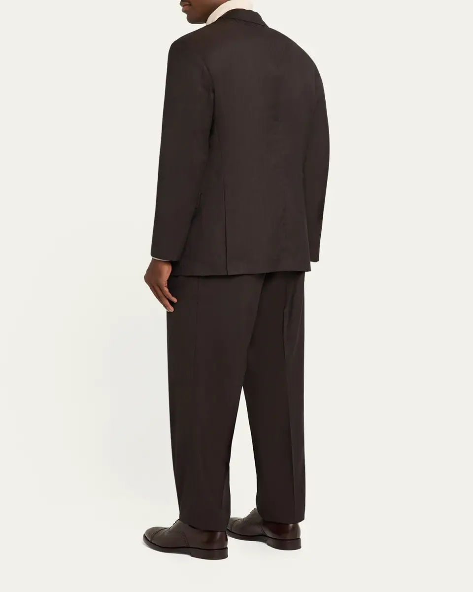Brunello Cucinelli Men's Wool and Cashmere Chevron Double-Breasted Suit | Thumbnail 3