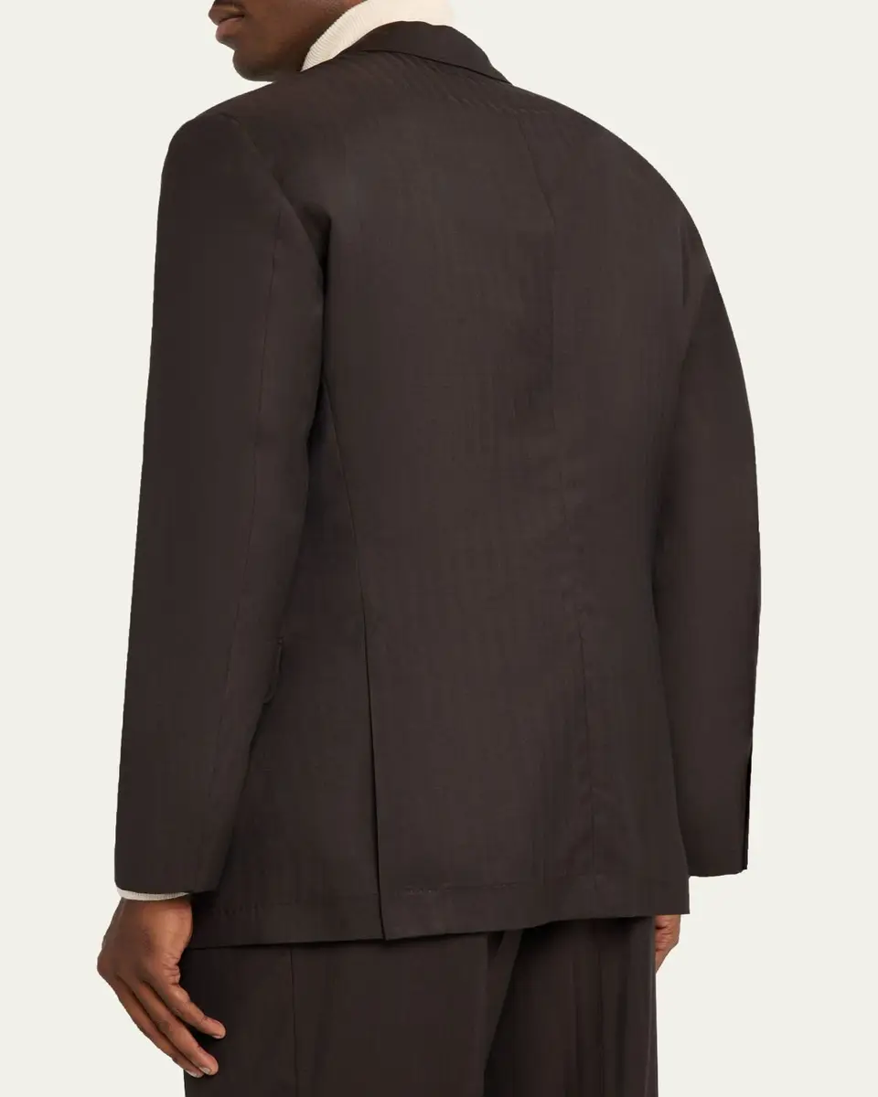 Brunello Cucinelli Men's Wool and Cashmere Chevron Double-Breasted Suit | Thumbnail 5