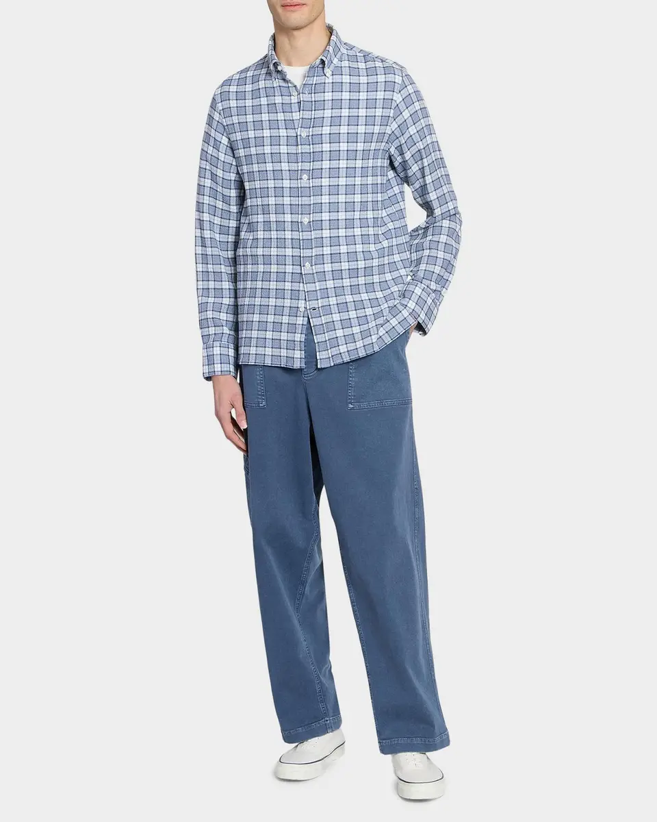OFFICINE GÉNÉRALE Men's Arsene Waffled Cotton Check Shirt | Thumbnail 2 OFFICINE GÉNÉRALE Men's Arsene Waffled Cotton Check Shirt | Thumbnail 2
