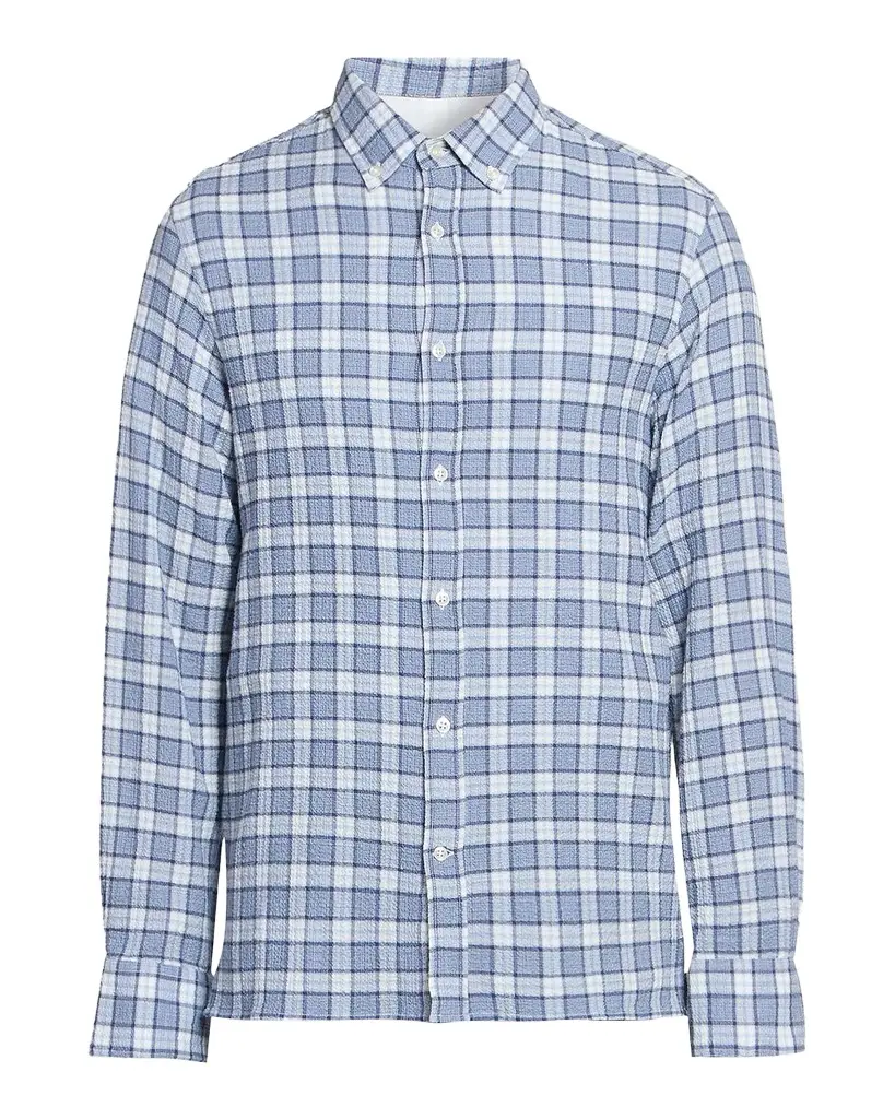 OFFICINE GÉNÉRALE Men's Arsene Waffled Cotton Check Shirt | Image 1 OFFICINE GÉNÉRALE Men's Arsene Waffled Cotton Check Shirt | Image 1