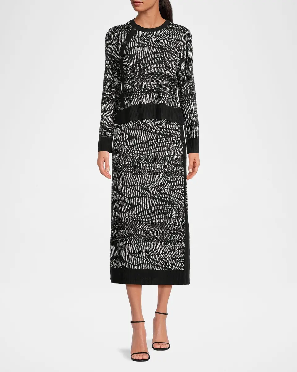 Misook Animal Abstract Jacquard Soft Knit Midi Skirt | Thumbnail 2 Misook Animal Abstract Jacquard Soft Knit Midi Skirt | Thumbnail 2