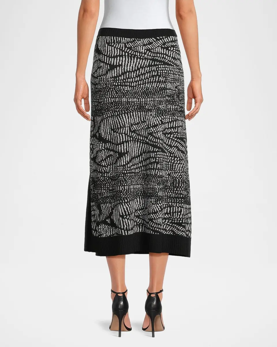 Misook Animal Abstract Jacquard Soft Knit Midi Skirt | Thumbnail 3 Misook Animal Abstract Jacquard Soft Knit Midi Skirt | Thumbnail 3