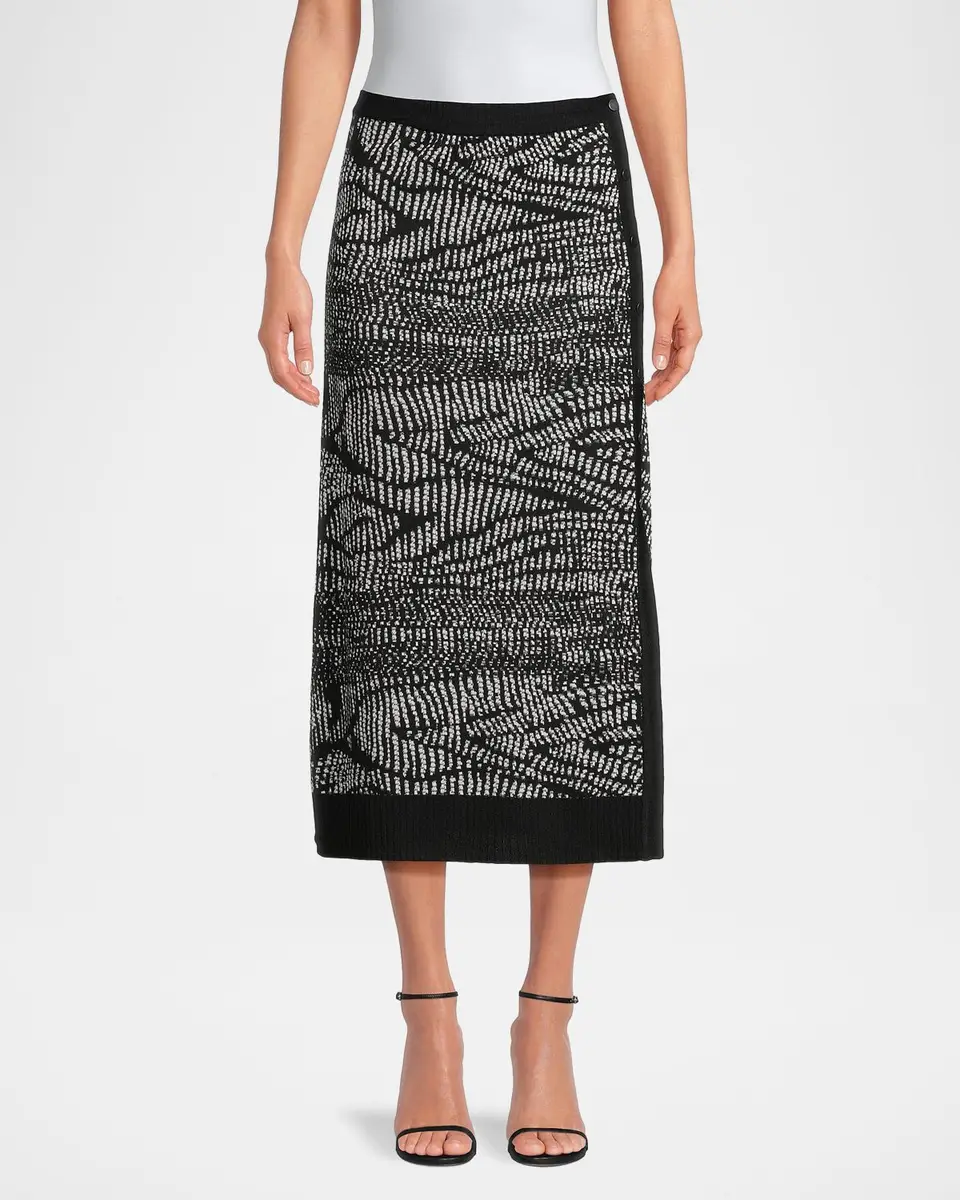 Misook Animal Abstract Jacquard Soft Knit Midi Skirt | Thumbnail 4 Misook Animal Abstract Jacquard Soft Knit Midi Skirt | Thumbnail 4