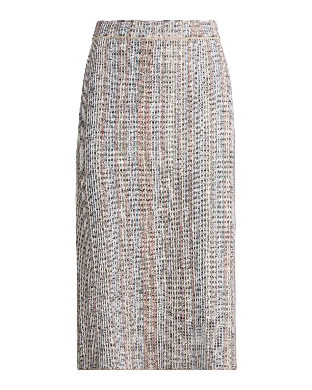 Striped Knit Pencil Midi Skirt