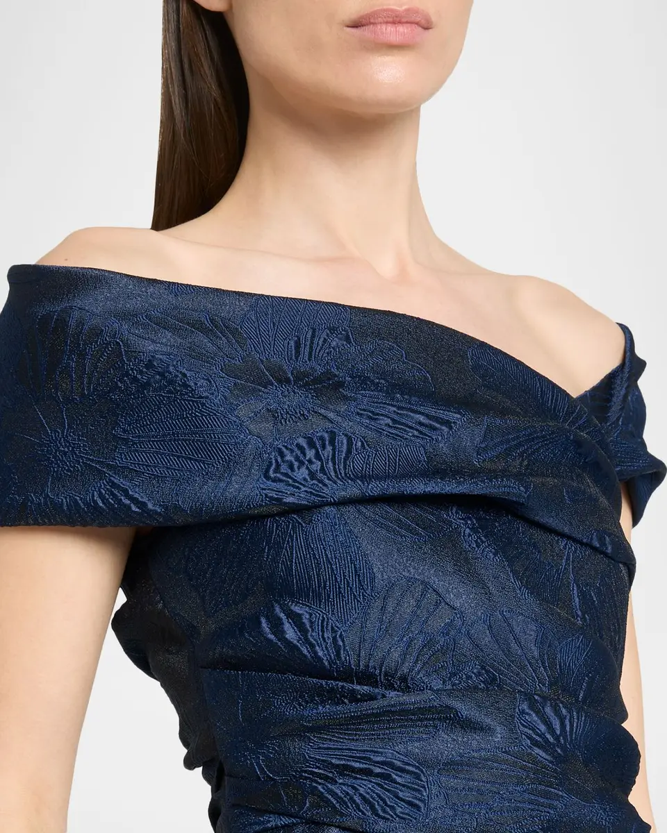 Talbot Runhof Off-Shoulder Jacquard Dress with Pockets | Thumbnail 5 Talbot Runhof Off-Shoulder Jacquard Dress with Pockets | Thumbnail 5