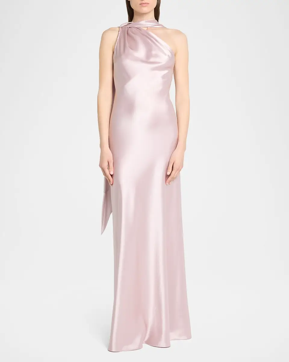 Talbot Runhof Crepe Satin One-Shoulder Long Evening Gown | Thumbnail 2 Talbot Runhof Crepe Satin One-Shoulder Long Evening Gown | Thumbnail 2