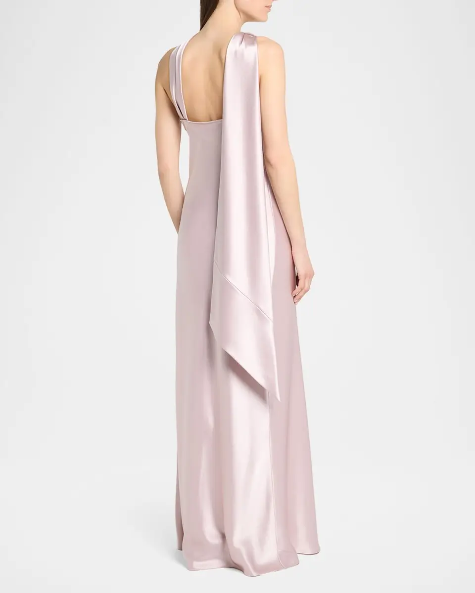 Talbot Runhof Crepe Satin One-Shoulder Long Evening Gown | Thumbnail 3 Talbot Runhof Crepe Satin One-Shoulder Long Evening Gown | Thumbnail 3