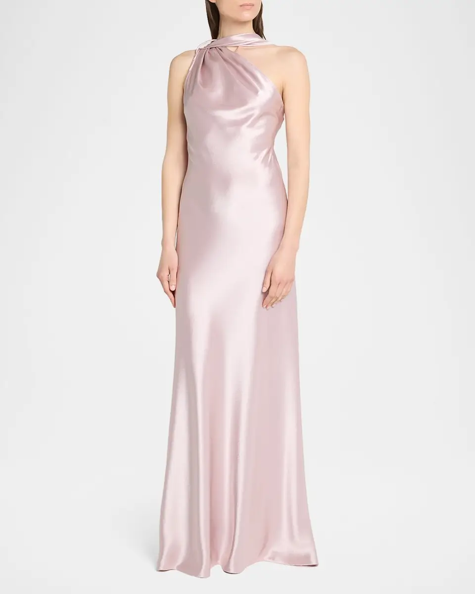 Talbot Runhof Crepe Satin One-Shoulder Long Evening Gown | Thumbnail 4 Talbot Runhof Crepe Satin One-Shoulder Long Evening Gown | Thumbnail 4