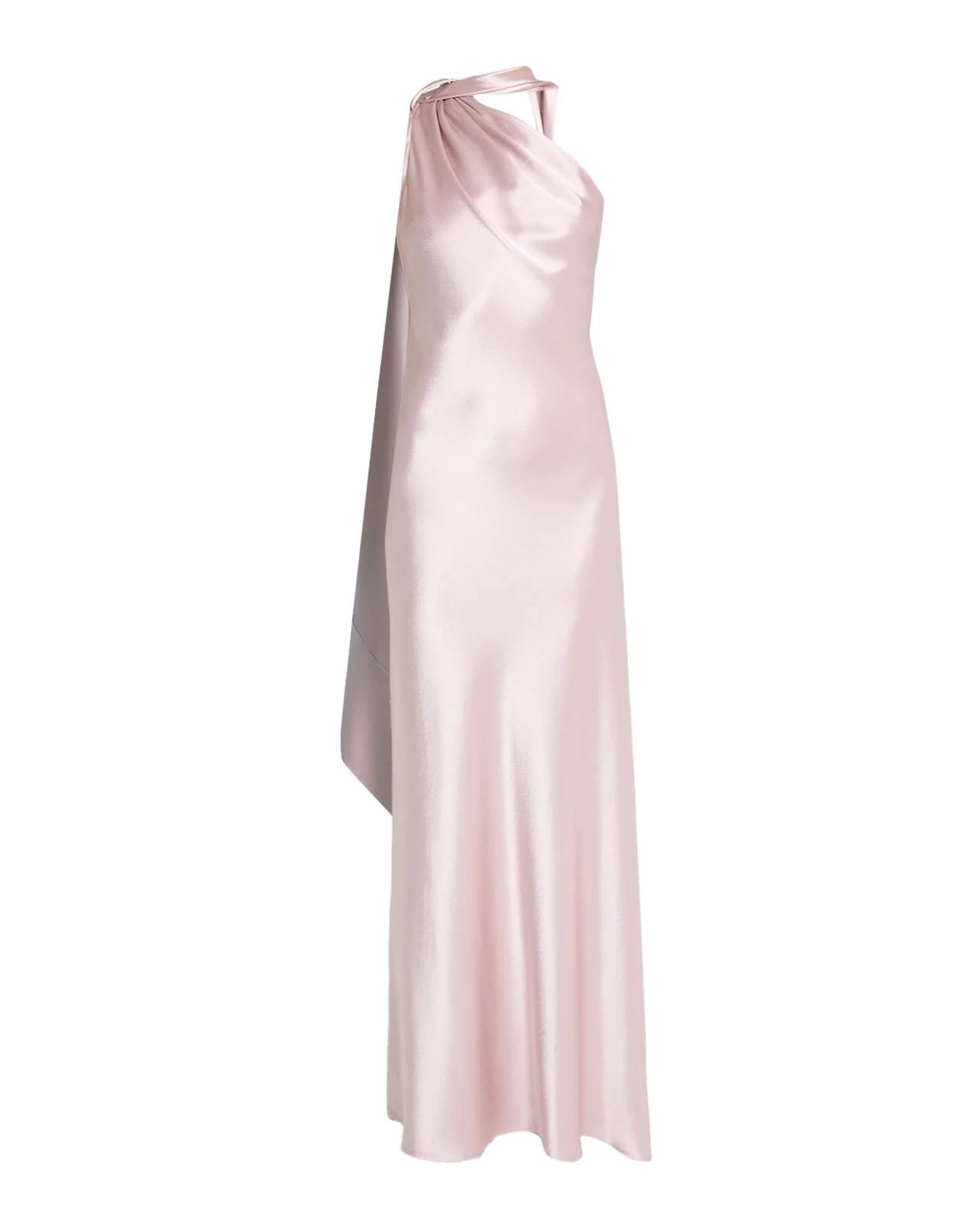 Crepe Satin One-Shoulder Long Evening Gown Crepe Satin One-Shoulder Long Evening Gown