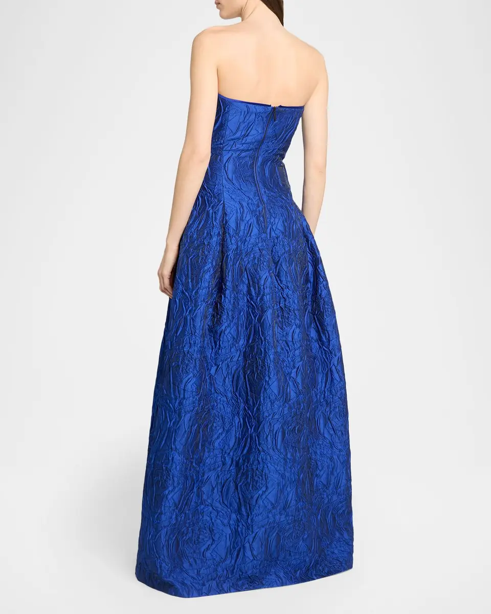 Talbot Runhof Strapless Poiret Rose Jacquard Pocket Gown | Thumbnail 3 Talbot Runhof Strapless Poiret Rose Jacquard Pocket Gown | Thumbnail 3