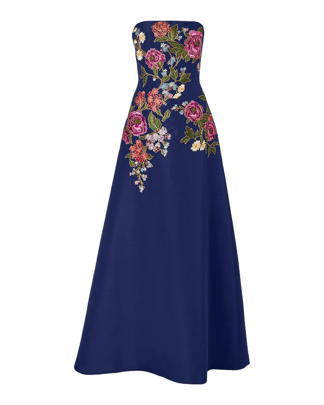 Strapless Floral-Embroidered Silk Gown Strapless Floral-Embroidered Silk Gown