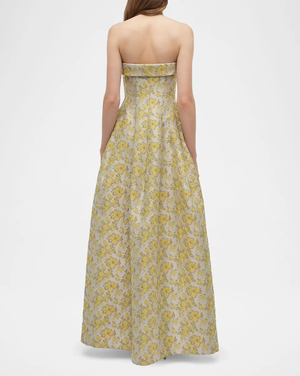 Simkhai Octavia Floral Jacquard Strapless Gown | Thumbnail 3