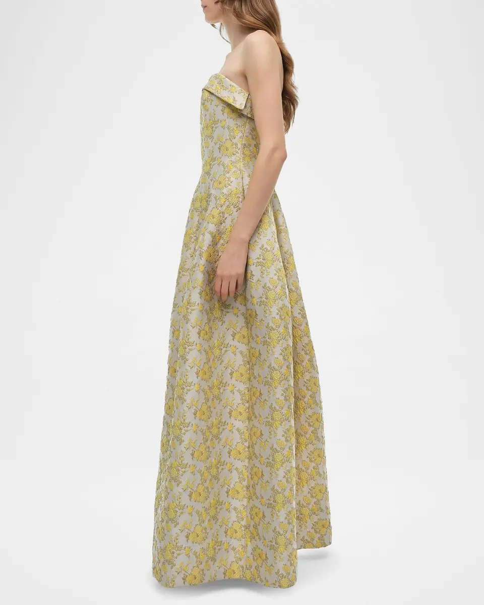 Simkhai Octavia Floral Jacquard Strapless Gown | Thumbnail 4