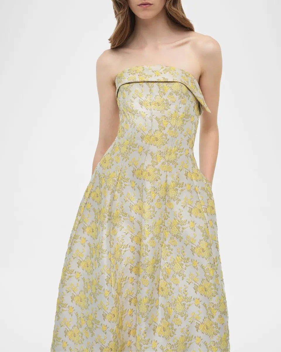 Simkhai Octavia Floral Jacquard Strapless Gown | Thumbnail 5