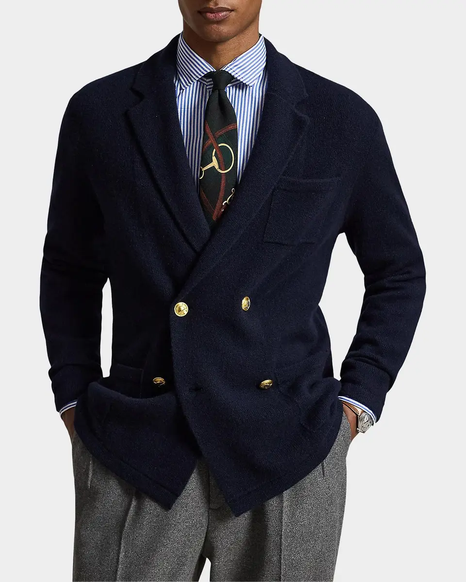 Polo Ralph Lauren Men's Aviator Cashmere Double-Breasted Blazer | Thumbnail 4 Polo Ralph Lauren Men's Aviator Cashmere Double-Breasted Blazer | Thumbnail 4