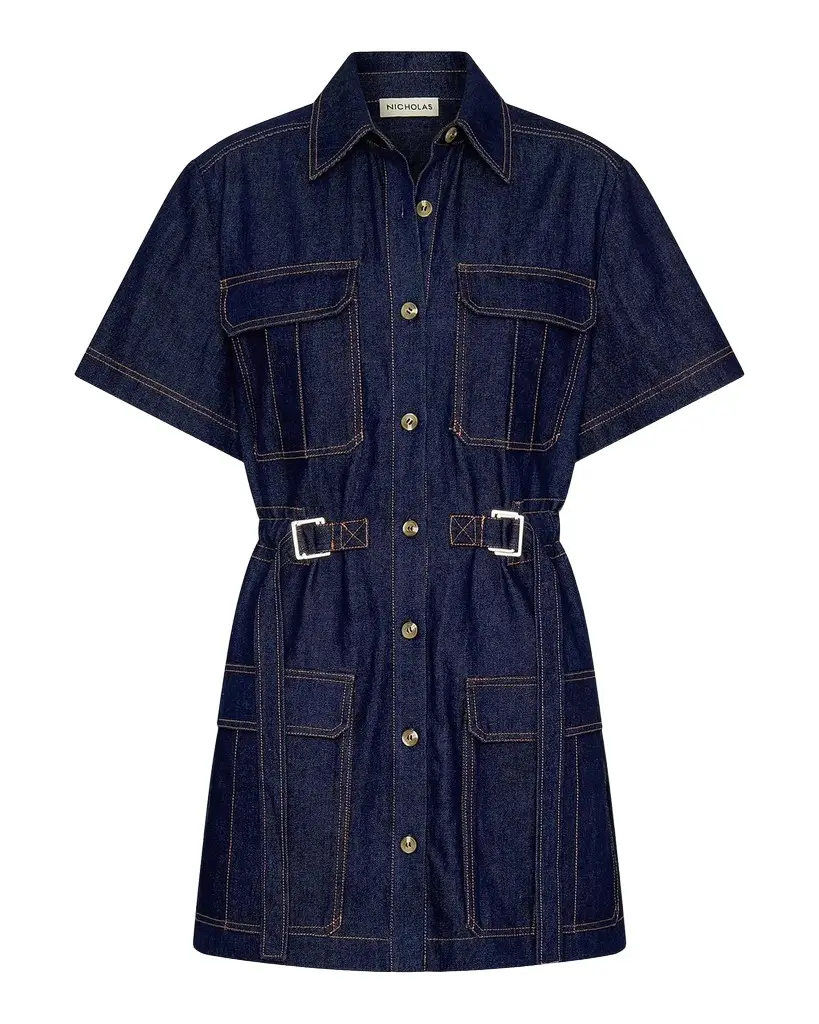NICHOLAS Rianne Cotton Denim Mini Shirtdress | Image 1 NICHOLAS Rianne Cotton Denim Mini Shirtdress | Image 1