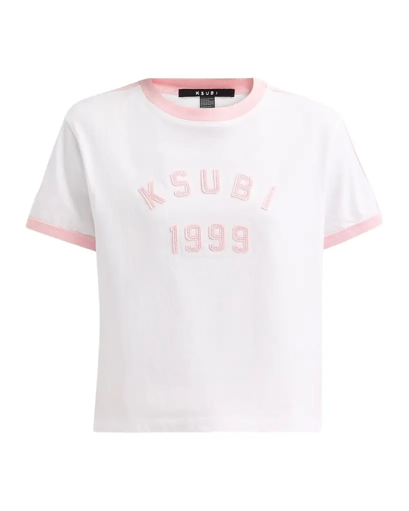 Ksubi Higher Than Heaven Varsity Shrunken T-Shirt | Image 1 Ksubi Higher Than Heaven Varsity Shrunken T-Shirt | Image 1