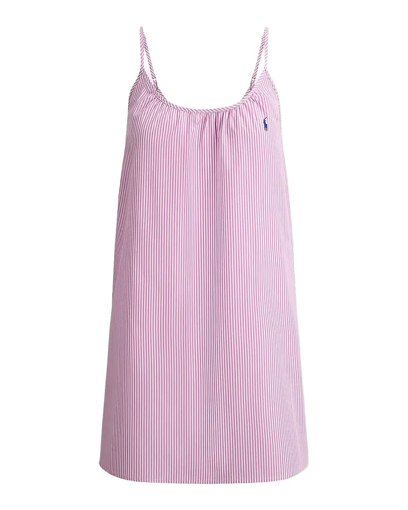 Striped Cotton Gathered Mini Slipdress
