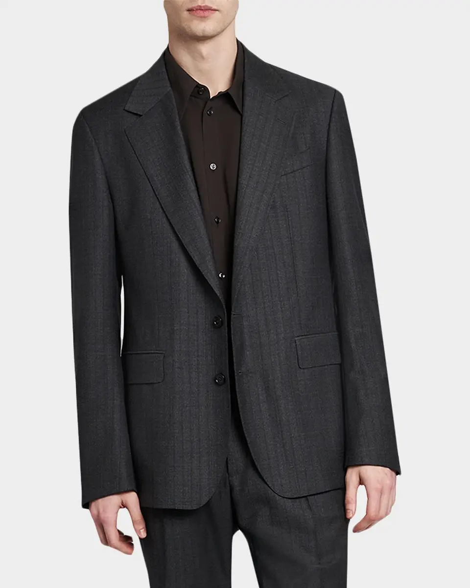 Dolce & Gabbana Men's Wool Tonal Stripe 2-Button Suit Jacket | Thumbnail 5 Dolce & Gabbana Men's Wool Tonal Stripe 2-Button Suit Jacket | Thumbnail 5