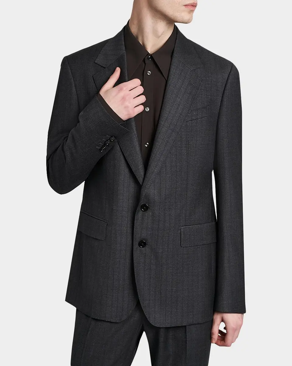 Dolce & Gabbana Men's Wool Tonal Stripe 2-Button Suit Jacket | Thumbnail 6 Dolce & Gabbana Men's Wool Tonal Stripe 2-Button Suit Jacket | Thumbnail 6
