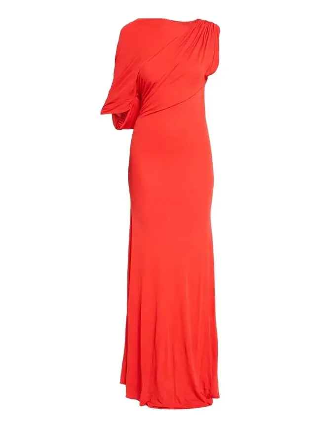 Off-Shoulder Cape Gown in Dry Jersey Off-Shoulder Cape Gown in Dry Jersey