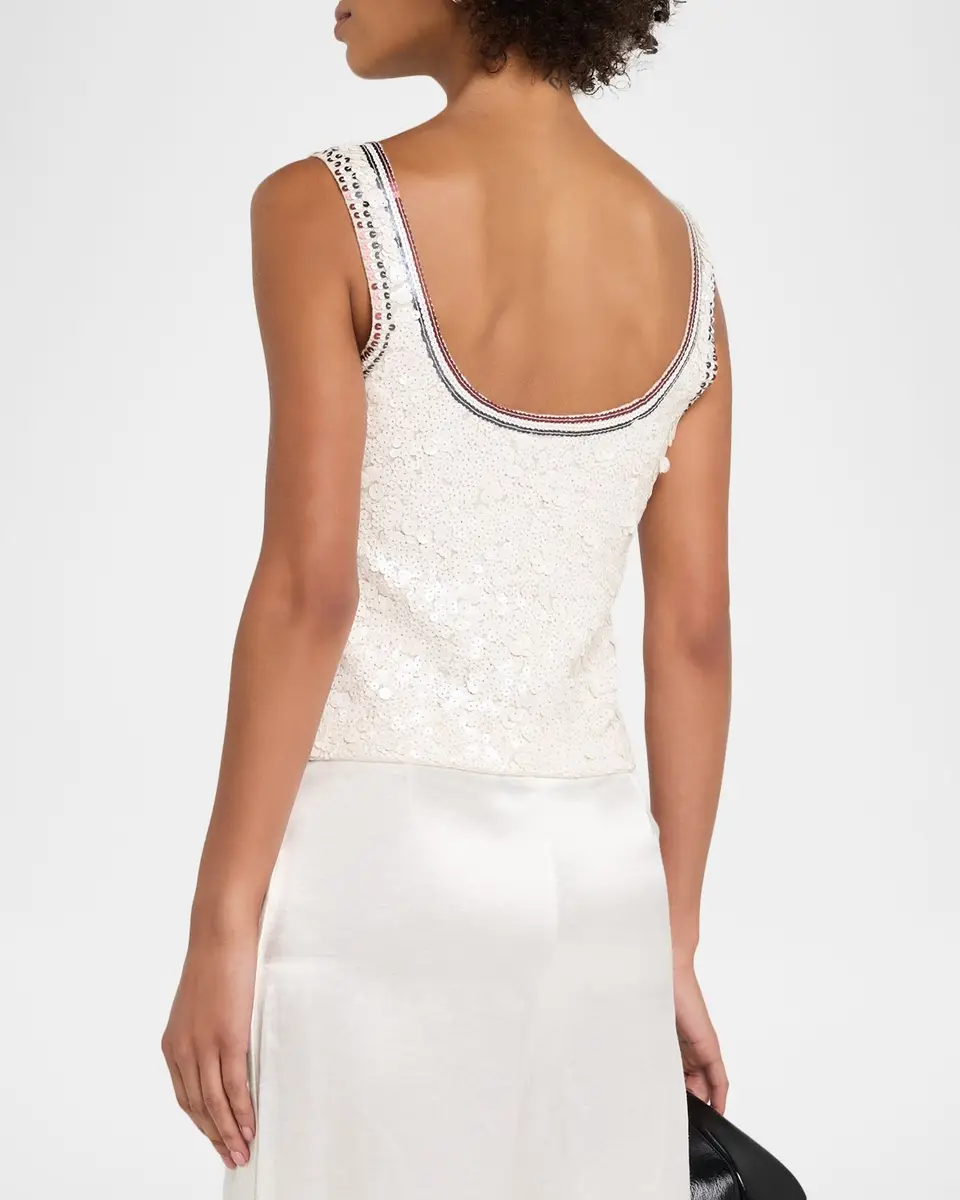 CYNTHIA ROWLEY Cropped Sequin Tank Top | Thumbnail 3 CYNTHIA ROWLEY Cropped Sequin Tank Top | Thumbnail 3