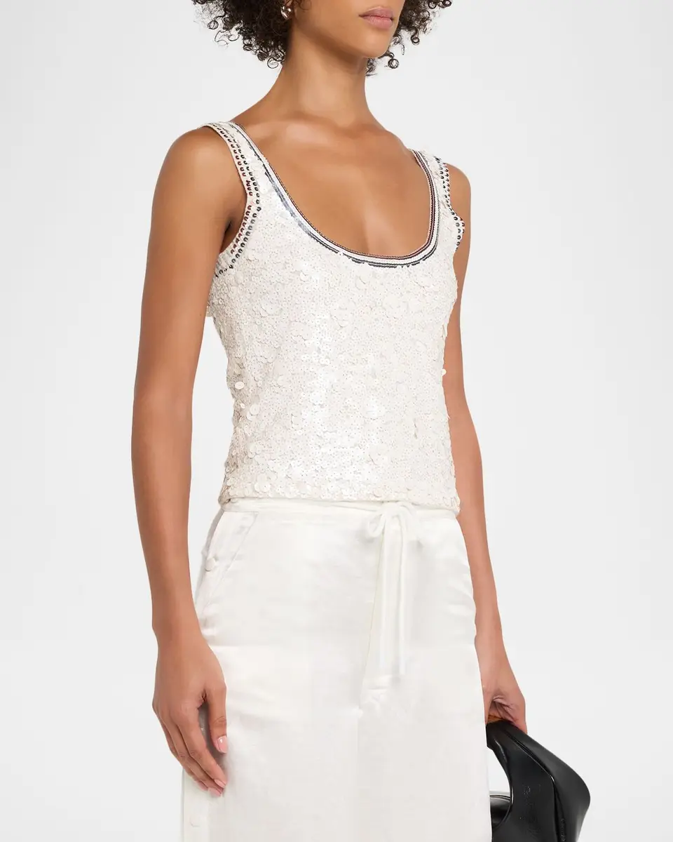 CYNTHIA ROWLEY Cropped Sequin Tank Top | Thumbnail 4 CYNTHIA ROWLEY Cropped Sequin Tank Top | Thumbnail 4