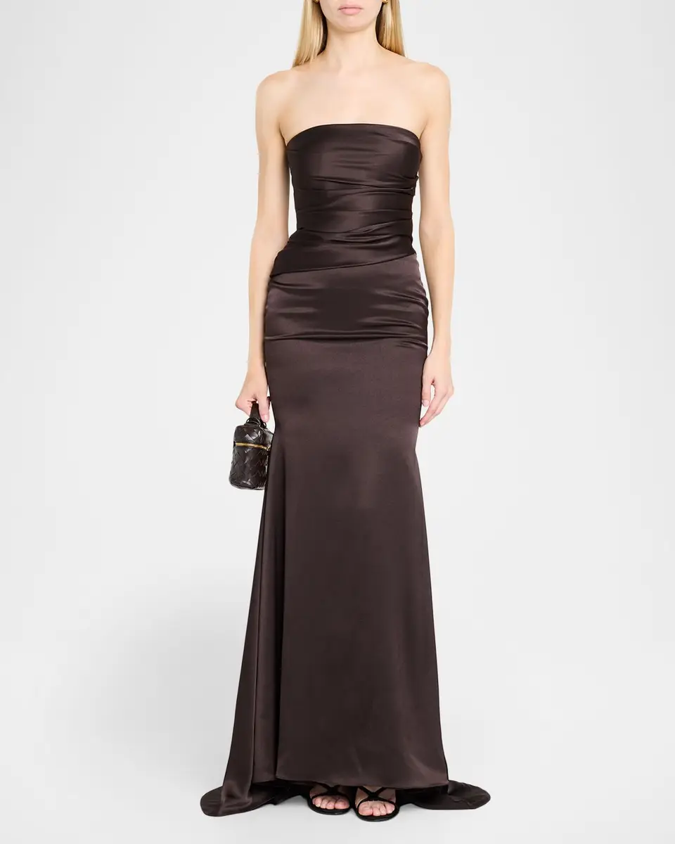 Alex Perry Strapless Drape Gown in Satin Crepe | Thumbnail 2 Alex Perry Strapless Drape Gown in Satin Crepe | Thumbnail 2