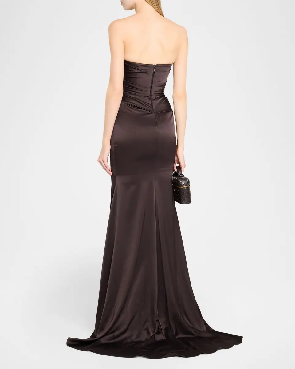 Alex Perry Strapless Drape Gown in Satin Crepe | Thumbnail 3 Alex Perry Strapless Drape Gown in Satin Crepe | Thumbnail 3