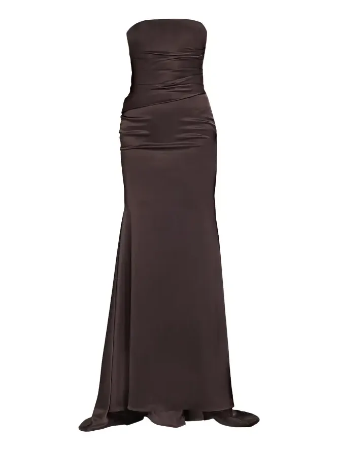 Strapless Drape Gown in Satin Crepe
