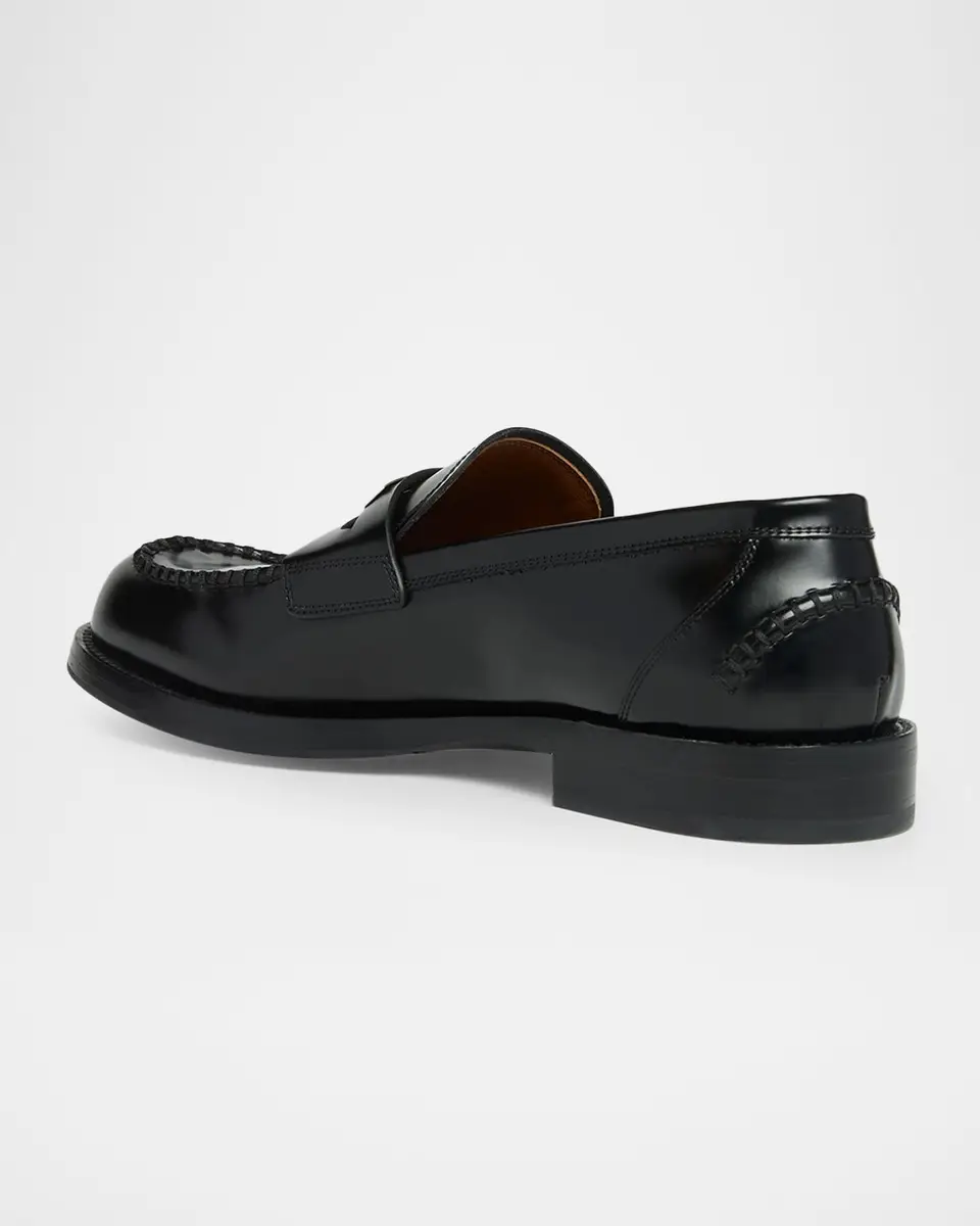 Dolce & Gabbana Men's Corsaro Logo Plaque Leather Penny Loafers | Thumbnail 4 Dolce & Gabbana Men's Corsaro Logo Plaque Leather Penny Loafers | Thumbnail 4