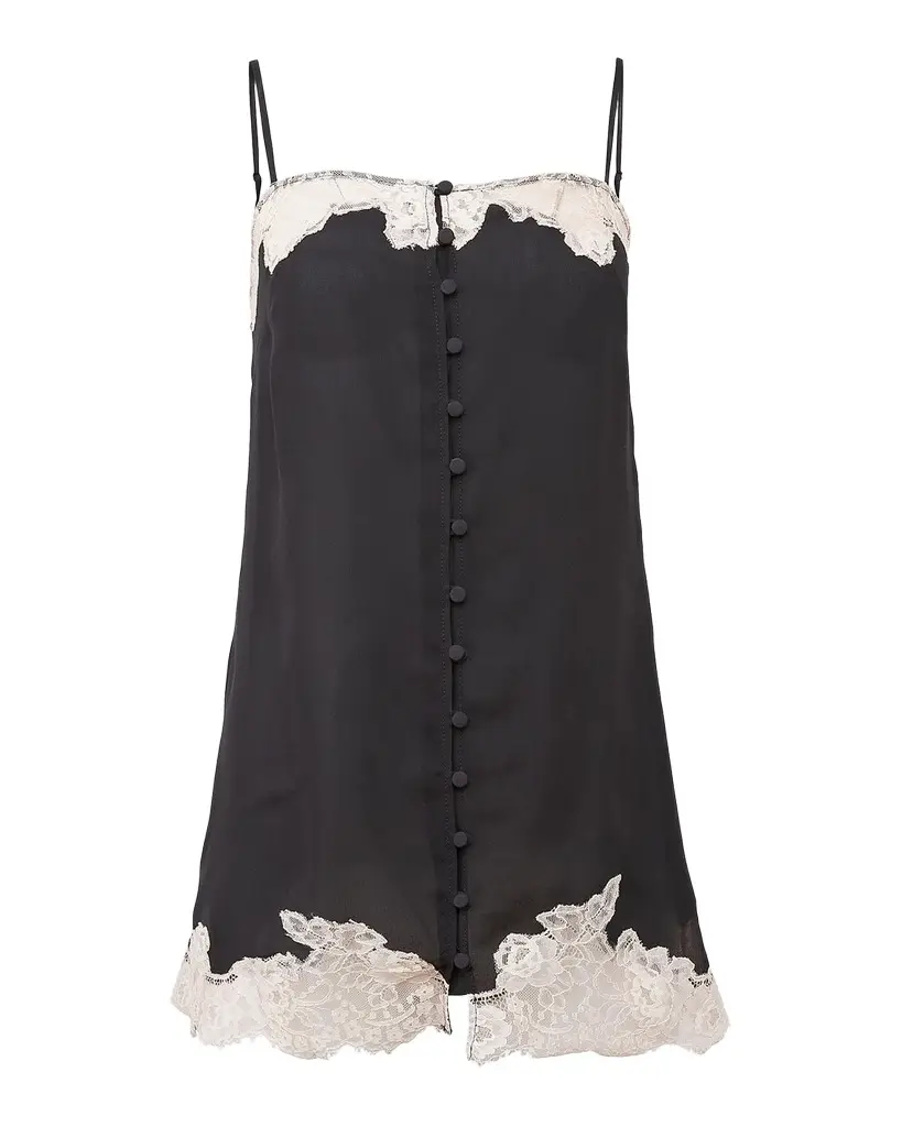 Fleur du Mal Lace Appliqué Silk Slip | Image 1 Fleur du Mal Lace Appliqué Silk Slip | Image 1