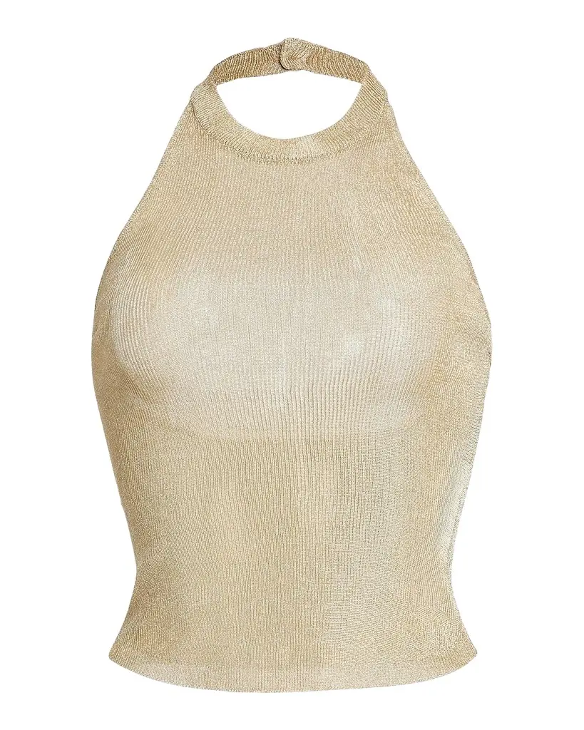 SEROYA Minnie Metallic Knit Halterneck Top | Image 1 SEROYA Minnie Metallic Knit Halterneck Top | Image 1
