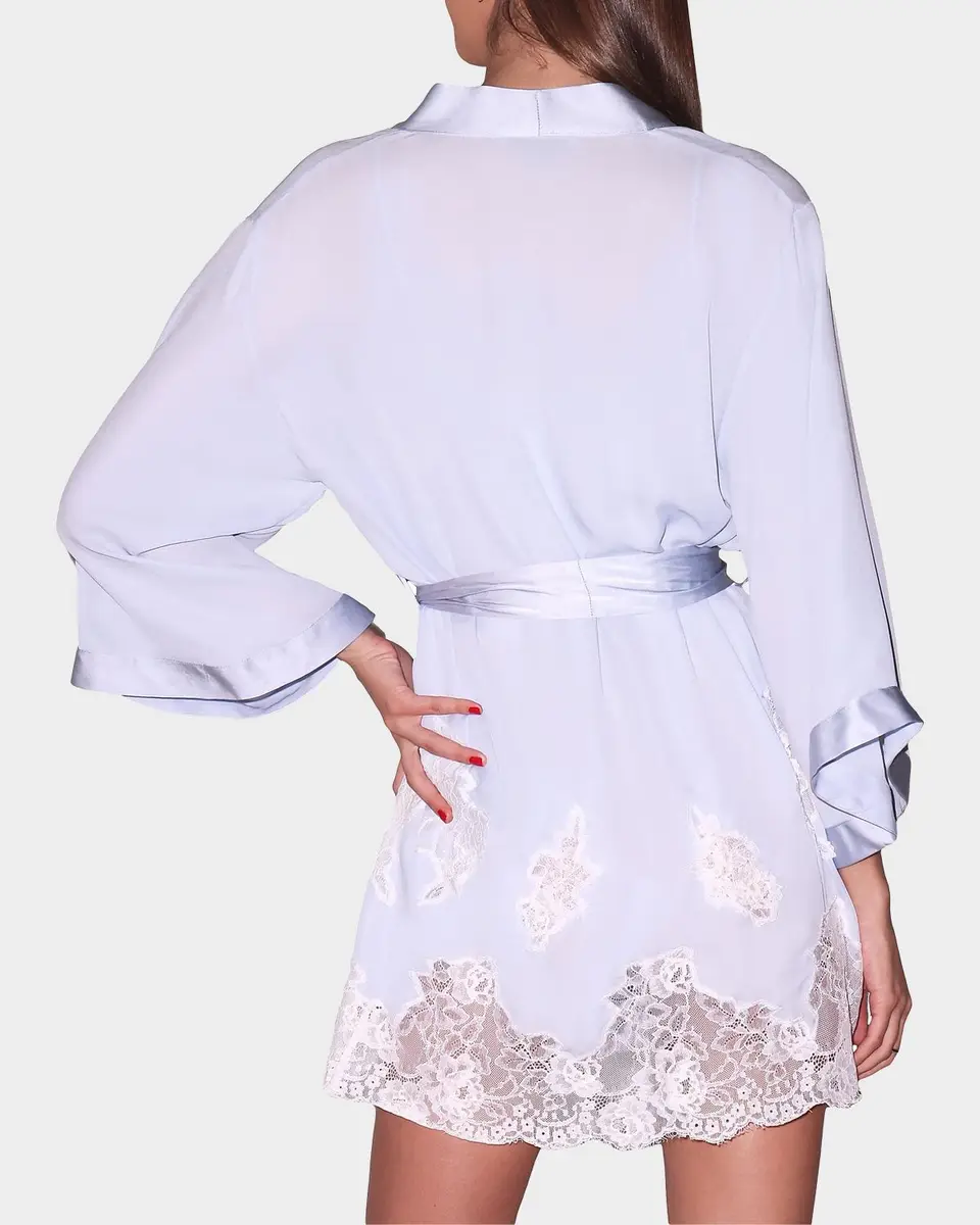Fleur du Mal Lace Appliqué Silk-Blend Robe | Thumbnail 3