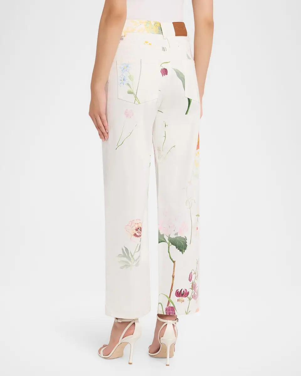 Oscar de la Renta Faded Mixed Botanical Straight-Leg Ankle Pants | Thumbnail 3 Oscar de la Renta Faded Mixed Botanical Straight-Leg Ankle Pants | Thumbnail 3