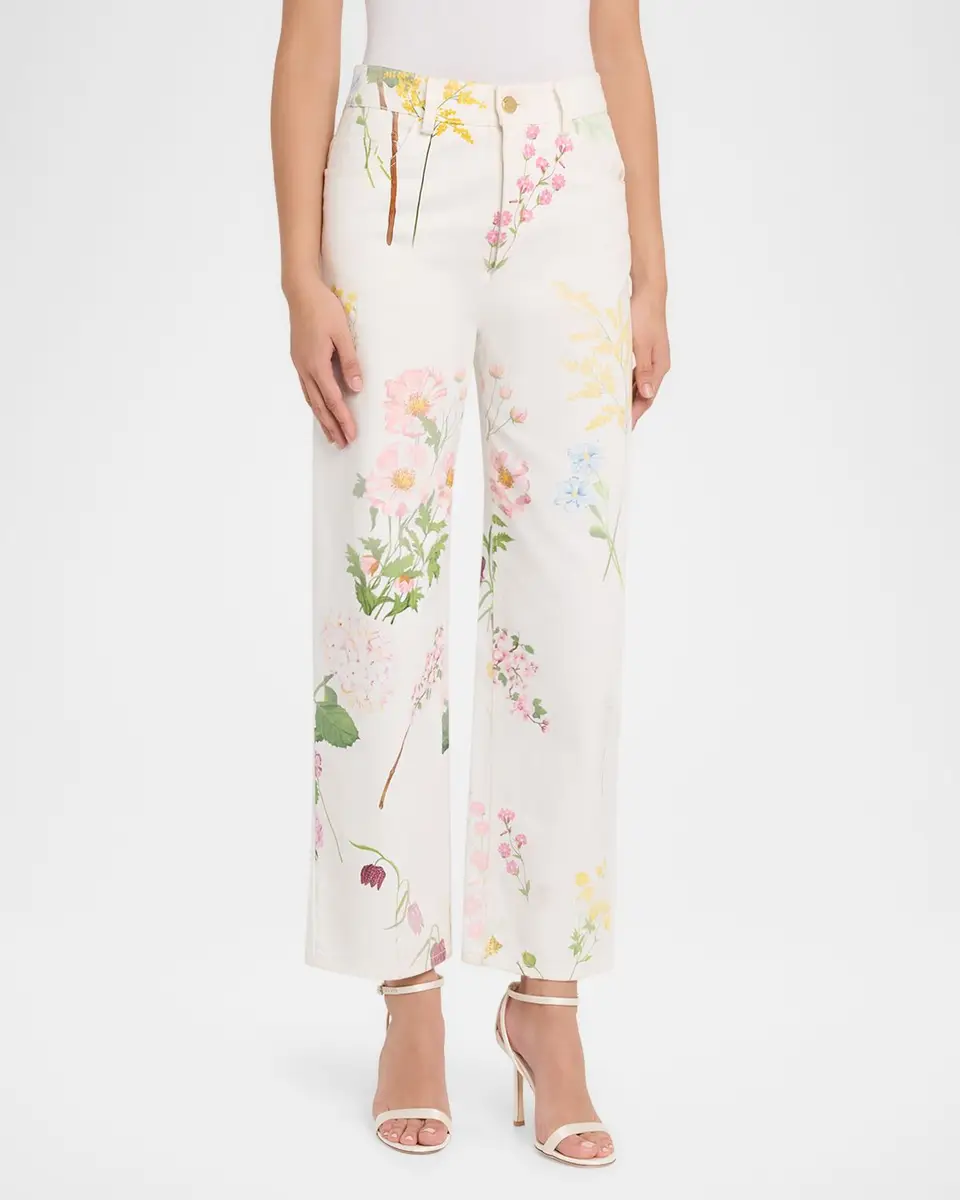 Oscar de la Renta Faded Mixed Botanical Straight-Leg Ankle Pants | Thumbnail 4 Oscar de la Renta Faded Mixed Botanical Straight-Leg Ankle Pants | Thumbnail 4