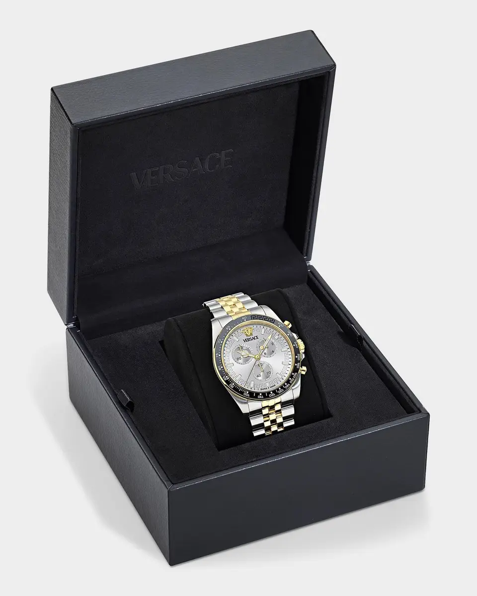 Versace Men's Greca Chrono Wave Two-Tone Stainless-Steel Bracelet Watch/43MM | Thumbnail 4