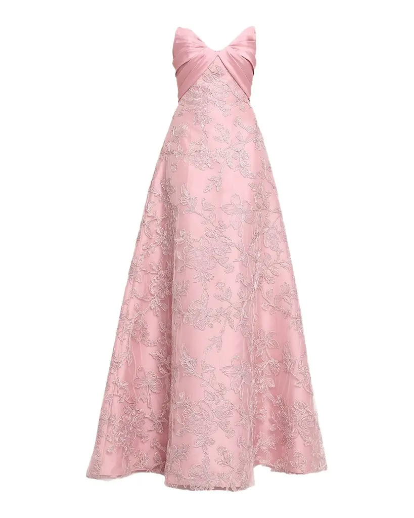 Embroidered Satin Strapless Gown Embroidered Satin Strapless Gown