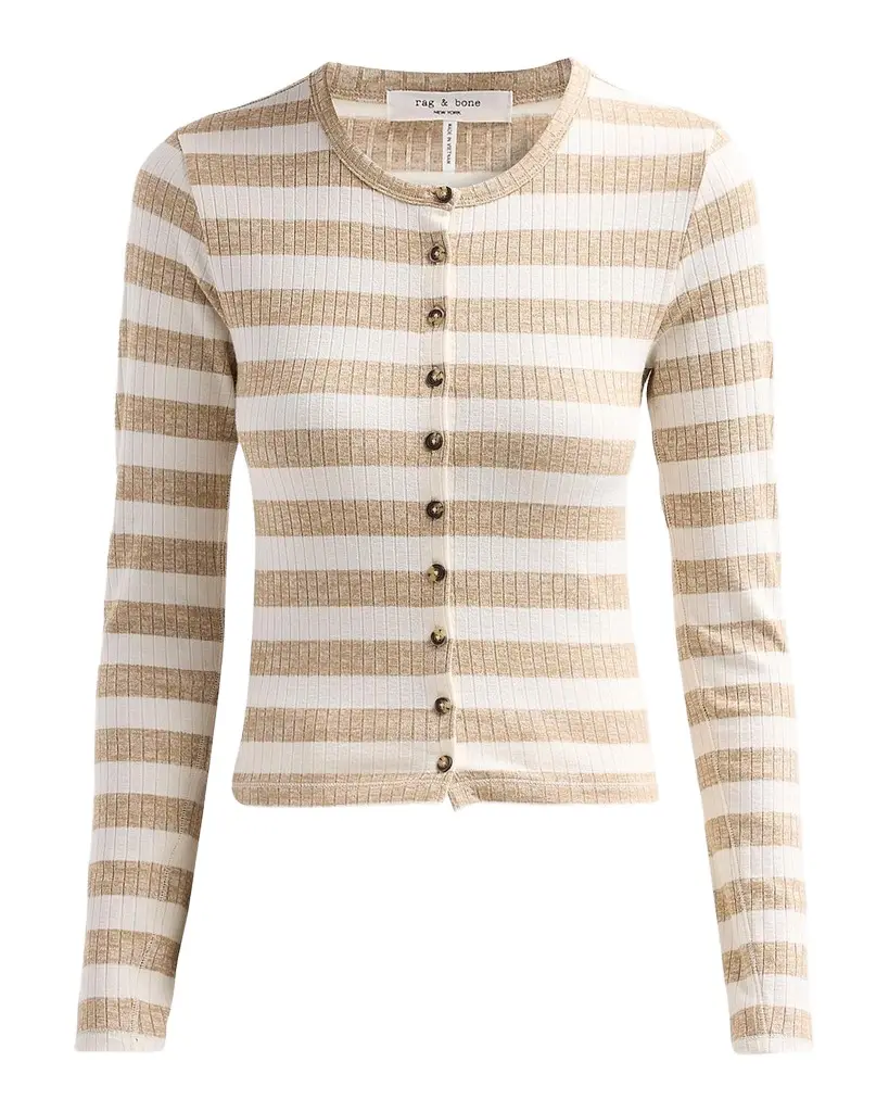 rag & bone Striped Rib-Knit Cardigan | Image 1 rag & bone Striped Rib-Knit Cardigan | Image 1