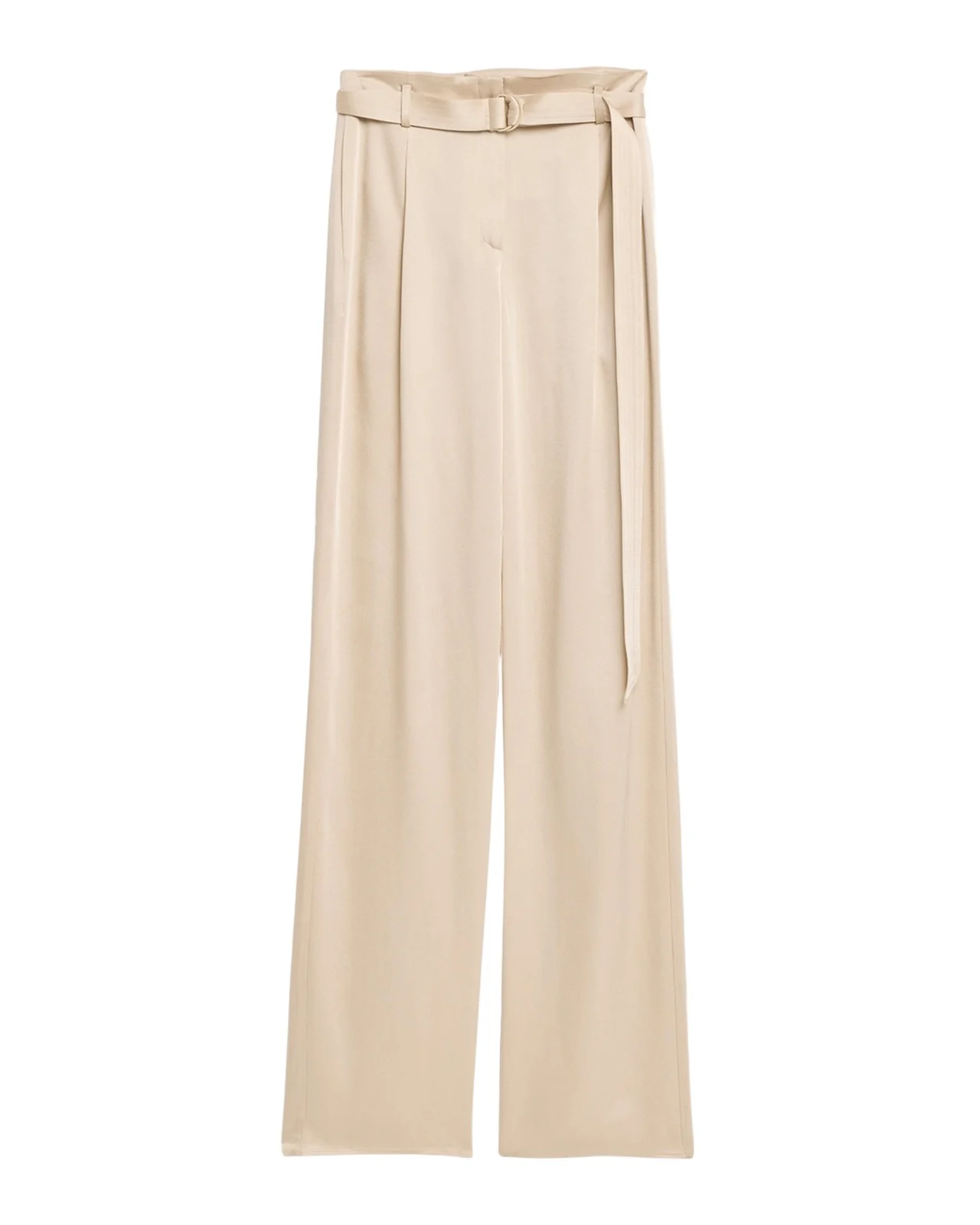 Satin Straight-Leg Belted Pants