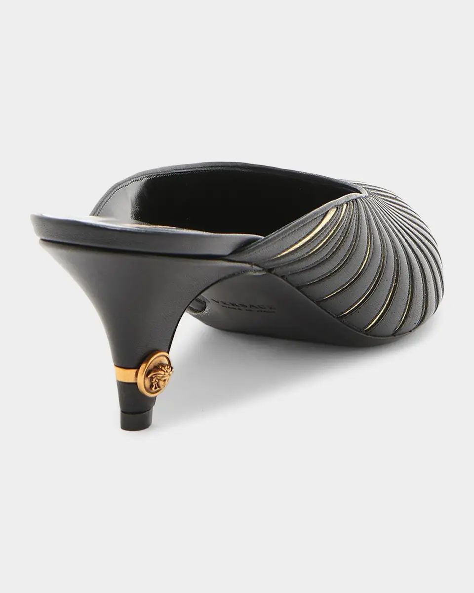 Versace 55MM Metallic Striped Leather Mules | Thumbnail 3 Versace 55MM Metallic Striped Leather Mules | Thumbnail 3