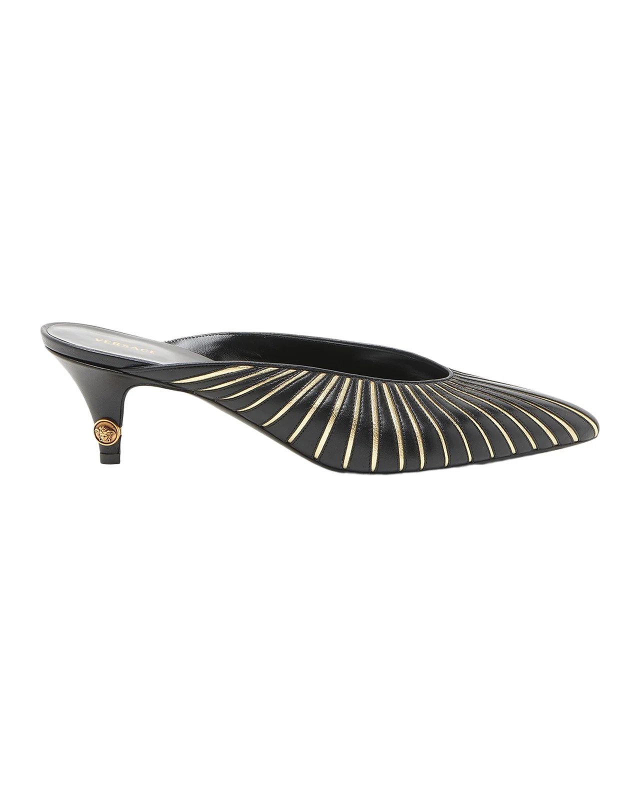 55MM Metallic Striped Leather Mules 55MM Metallic Striped Leather Mules