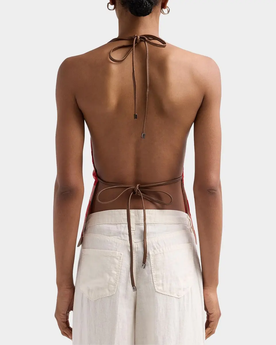 SEROYA Deza Check Halter Top | Thumbnail 3